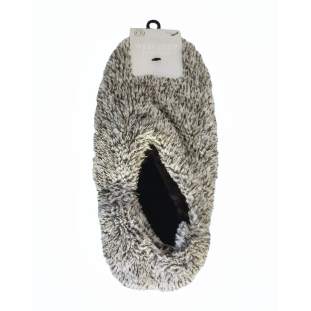 NWT West Loop Comfy Fuzzy Slipper Socks GRAY sz 9/10 Womens